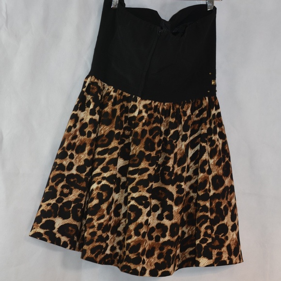 Animal Print Leopard Strapless Mini Dress SZ 11/12 Sele - Picture 9 of 11